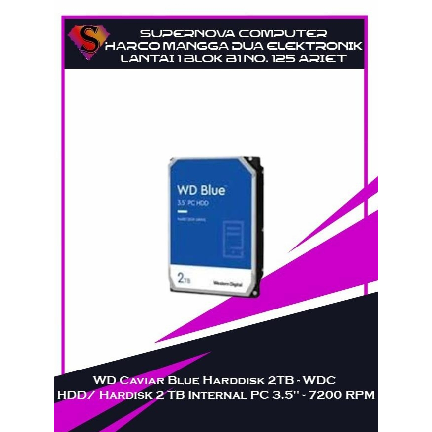 WD Caviar Blue Harddisk 2TB - WDC HDD/ Hardisk 2 TB Internal PC 3.5" - 7200 RPM
