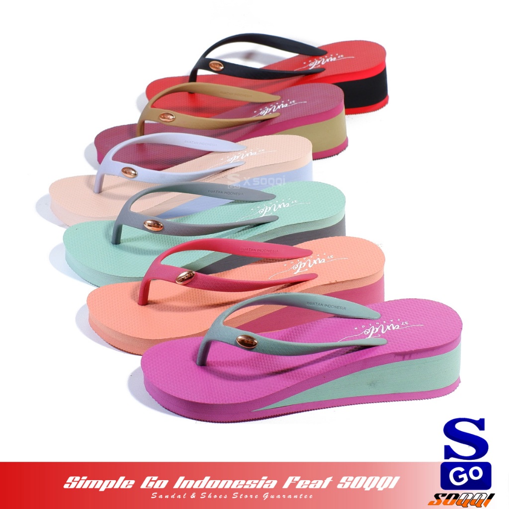 Ando Fabiola Sera 02 Sendal Wedges Jepit Wanita Original Sandal Tebel Cewek Japit Ringan Spon 36-40