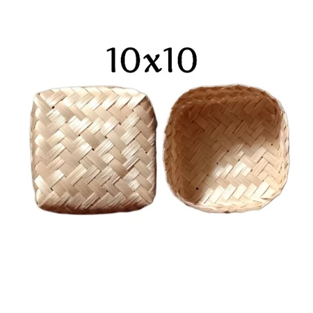 Besek Bambu Anyam Ukuran 10x10 Cm Hampers Besek Anyaman Bambu Besek Snack