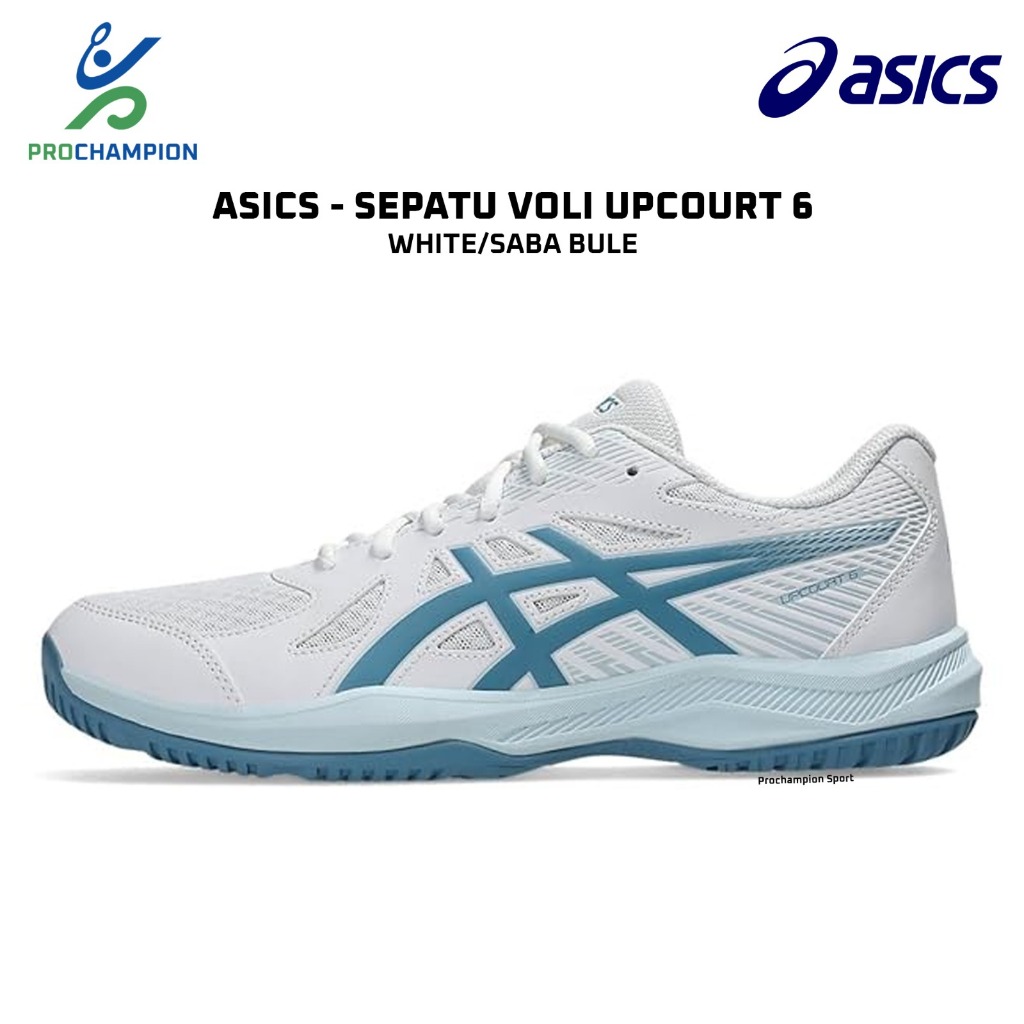 Sepatu Voli ASICS Upcourt 6 White Saba Blue