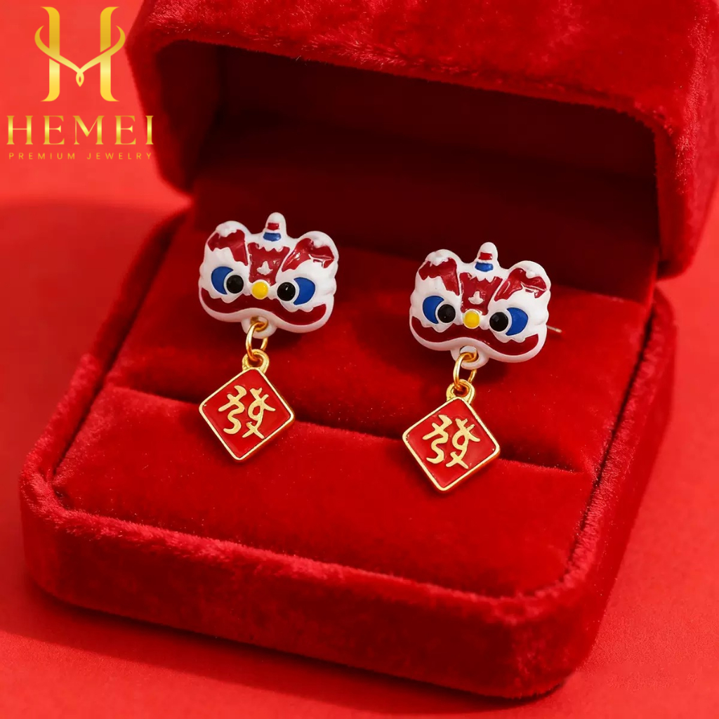 HEMEI E03 ANTING BARONGSAI CNY ANTING MERAH NUANSA IMLEK CNY ANTING FASHION WANITA