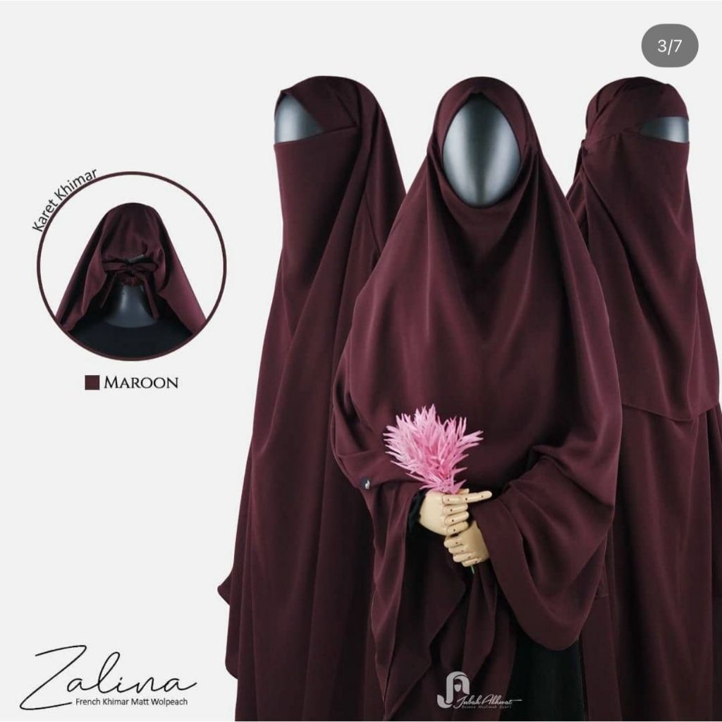 Jubah Akhwat Zalina Hijab cadar basic syari Maroon