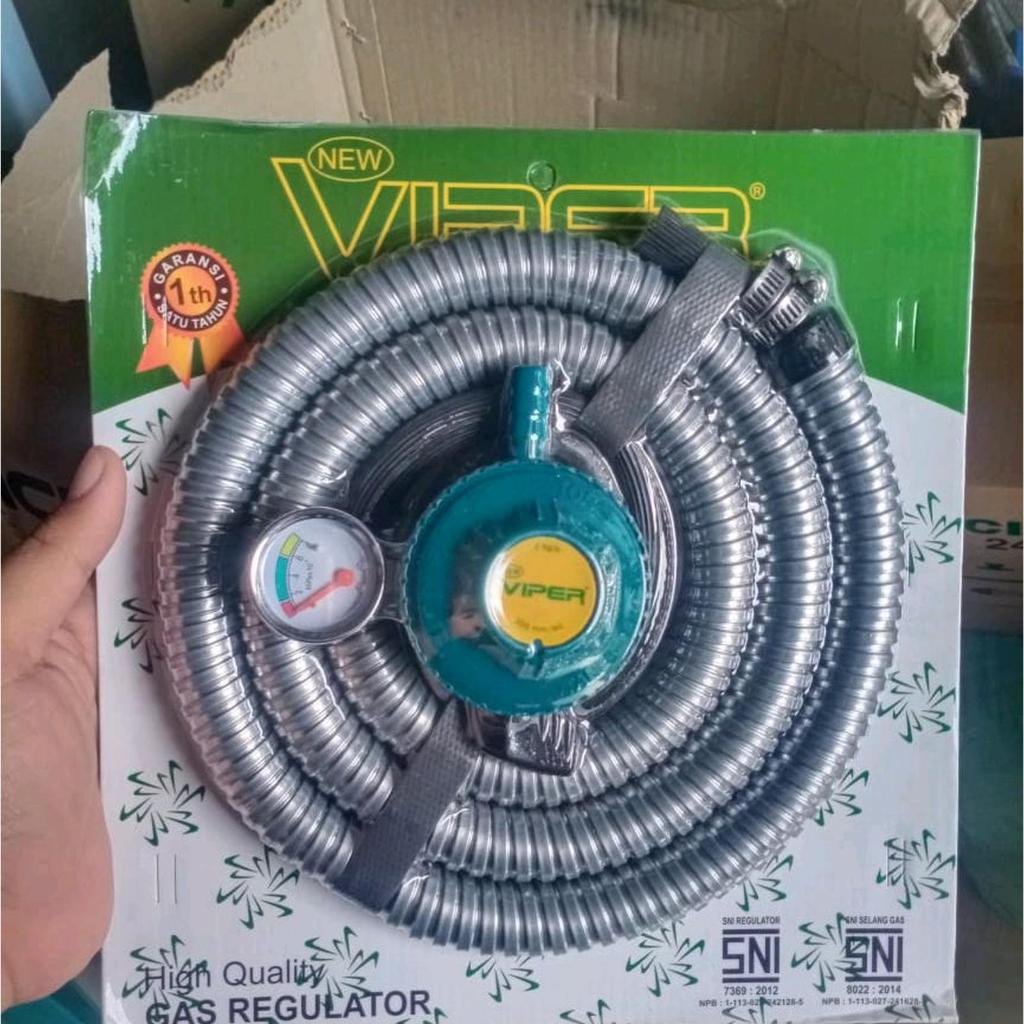 VIPER Regulator Gas Meteran Set Selang Gas dan Cover Selang Gas