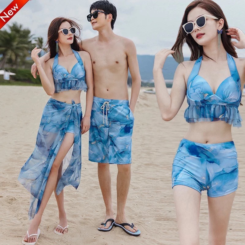 Setelan Couple Renang: Wanita - Bikini Terpisah 3 Potong dengan Busi Kawat untuk Mengangkat Payudara