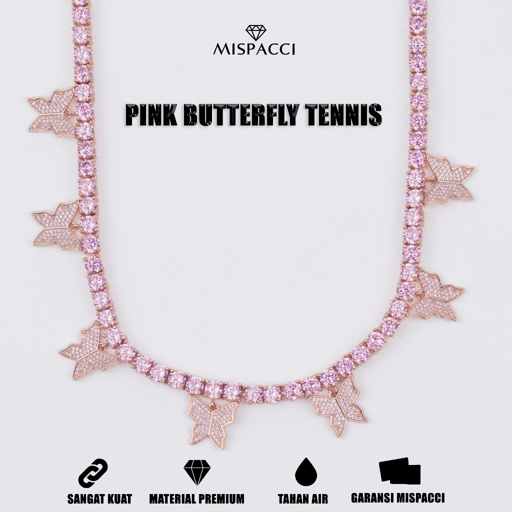 Mispacci - Kalung Butterfly Tennis Pink Chain