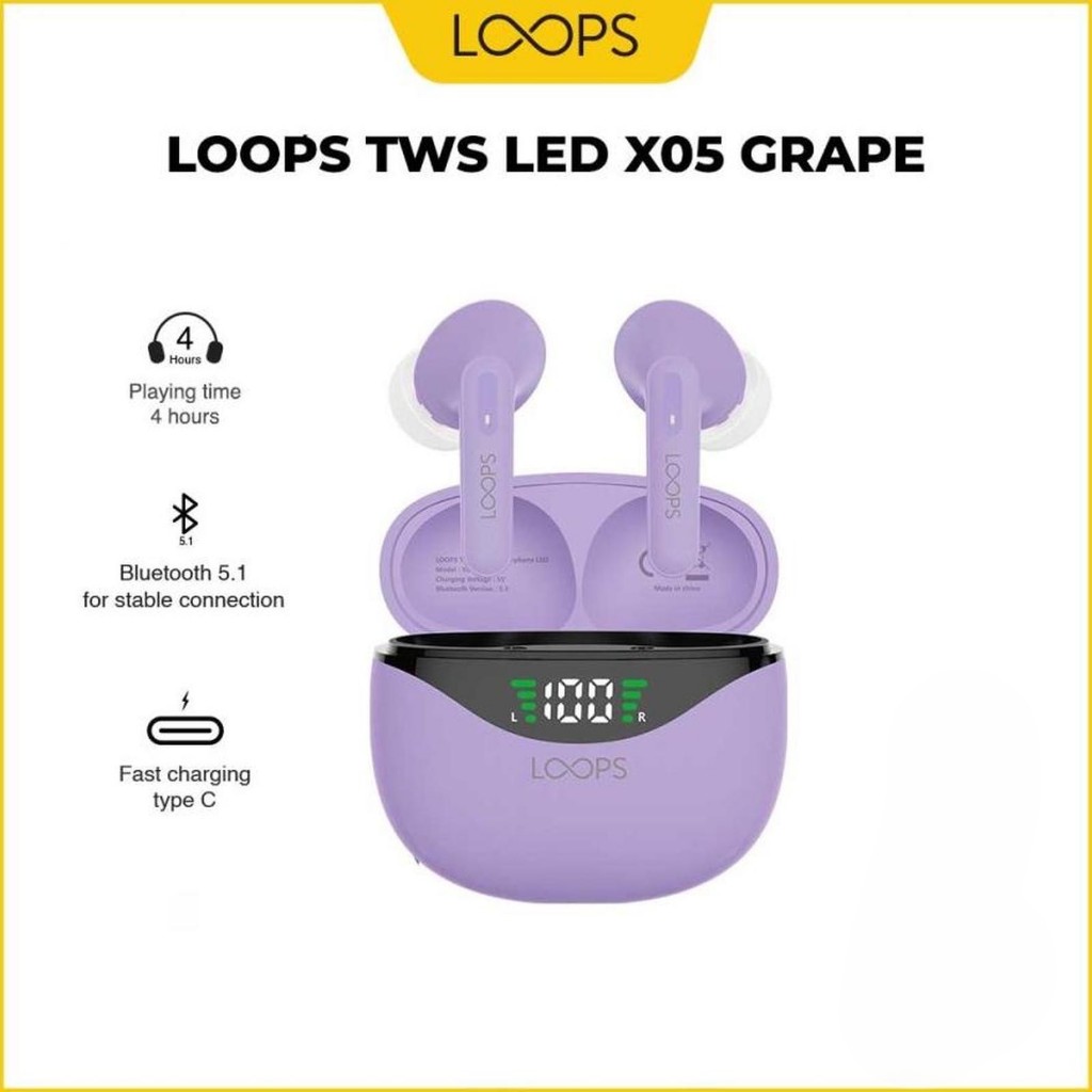 Loops TWS LED X05 Bluetooth - Grape