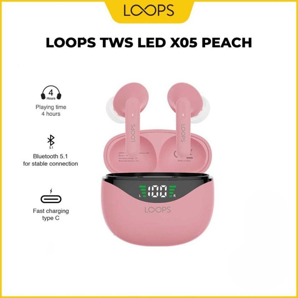 Loops TWS LED X05 Bluetooth - Peach