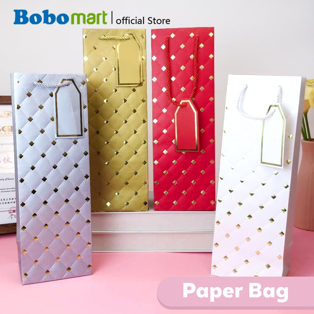BOBOMART Paper Bag Botol Tumbler Premium Tas Kertas Hadiah Wine Souvenir Elegan
