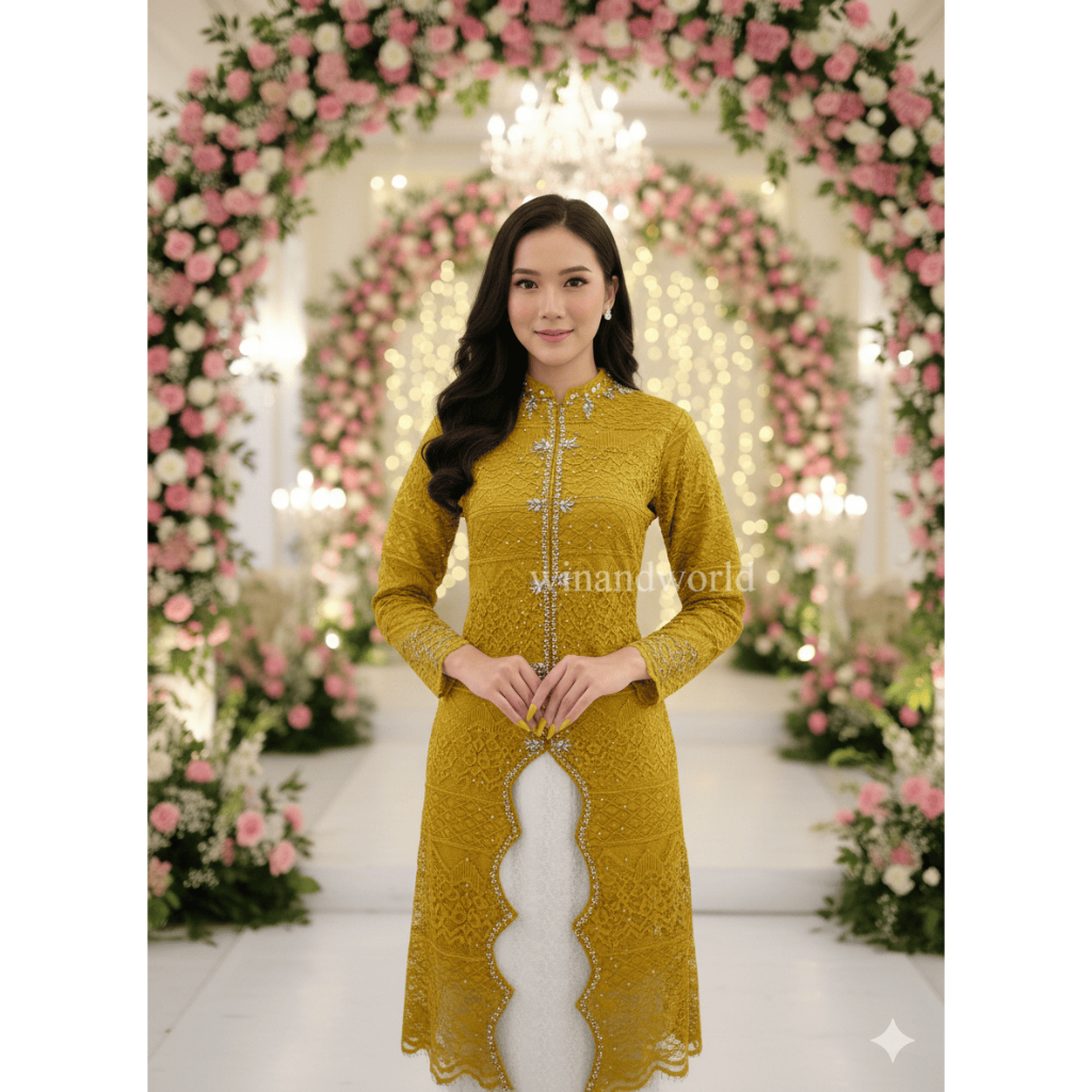 Setelan Kebaya Tunik Brokat Payet Non Hijab Kebaya Wisuda Kondangan Pesta Modern