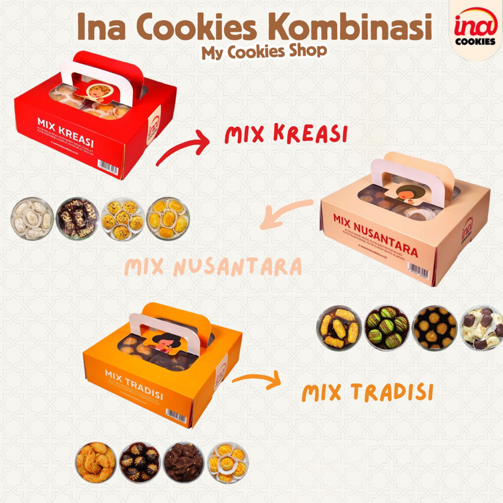 Ina Cookies Kombinasi 4 Kue Kering Varian Mix dalam satu box