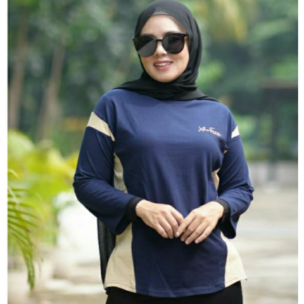 syf-kaos atasan wanita kombinasi Xhafana lengan 7/8