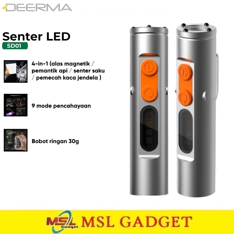 DEERMA SD01 Senter LED Mini Super Terang Jarak Jauh Ringan 4in1 Flashlight