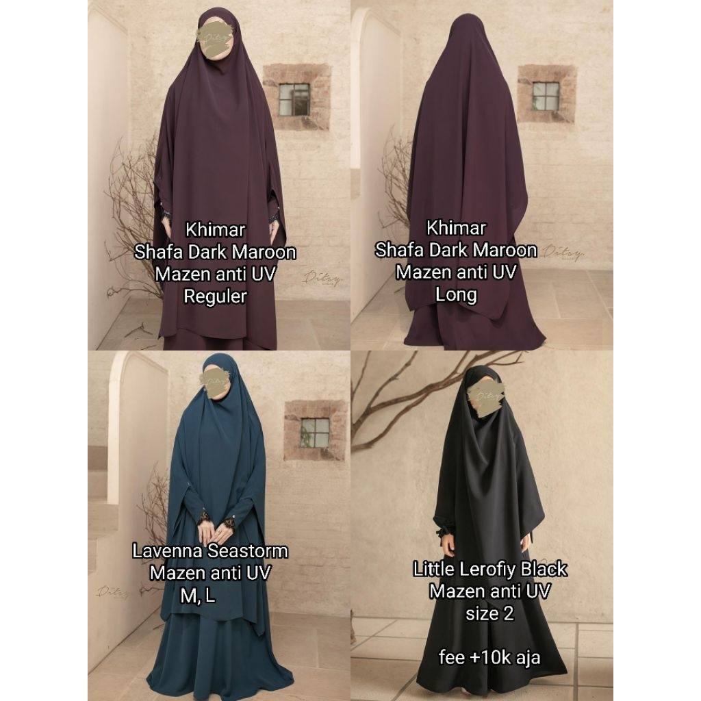Lavenna Seastorm (L), Shafa Mazen Dark Maroon (Reg, Long), Shafa Mazen Seastorm (Long), Little Lerof