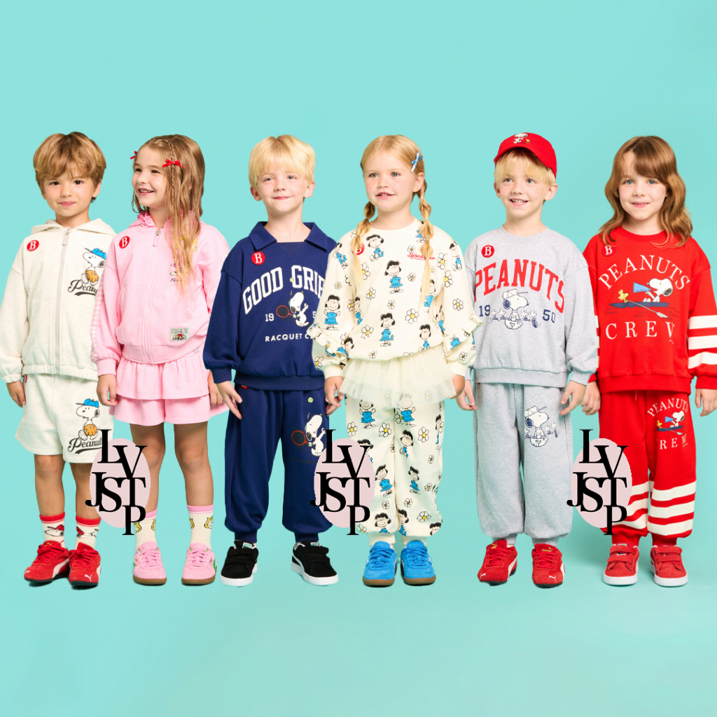 BEBEDEPINO x Peanuts 26SS Sweatshirt Sweatpants Jacket Shorts Kids Set Up | Setelan Anak Korea