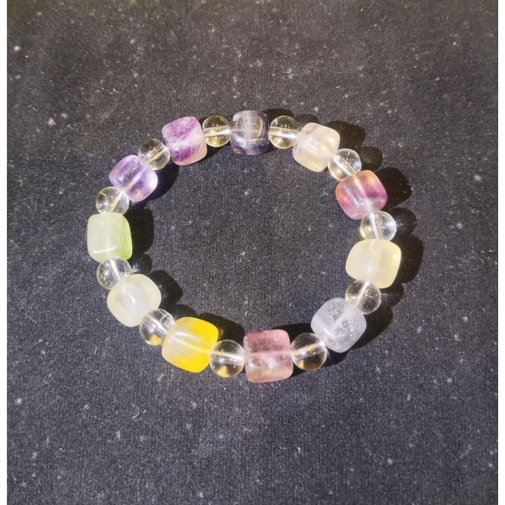 Gelang Crystal Batu Alam Fluorite Cube (Rehome Crystal)