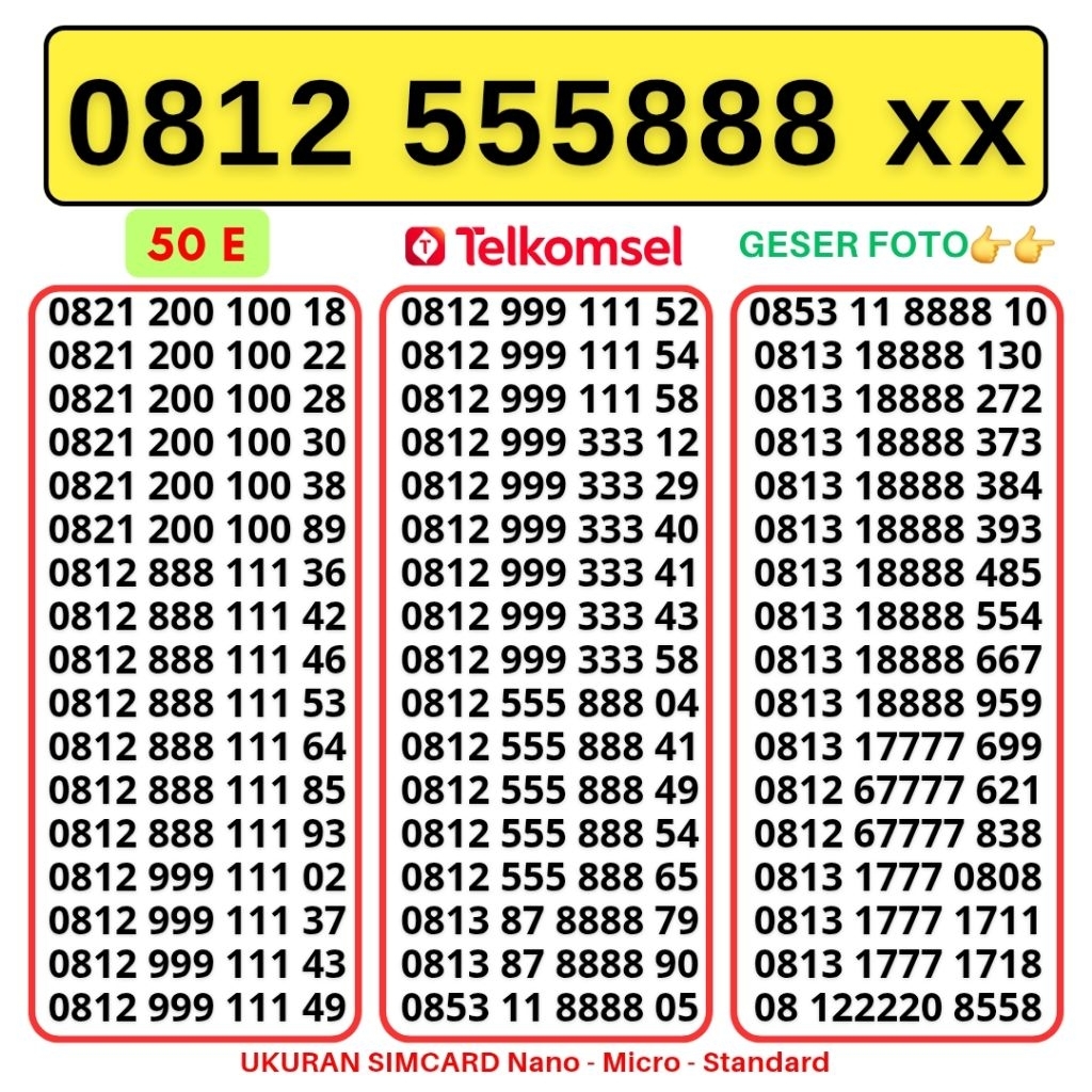 Nomor Cantik Simpati Telkomsel 4G 5G Kartu Perdana Telkomsel Simpati Nocan Simpati Nomer Cantik Telk