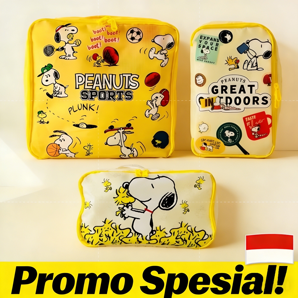New Set 3 Pcs Tas Organizer Snoopy Jepang - Tas Kosmetik Lucu Tas Penyimpanan Pakaian Anak & Dewasa 