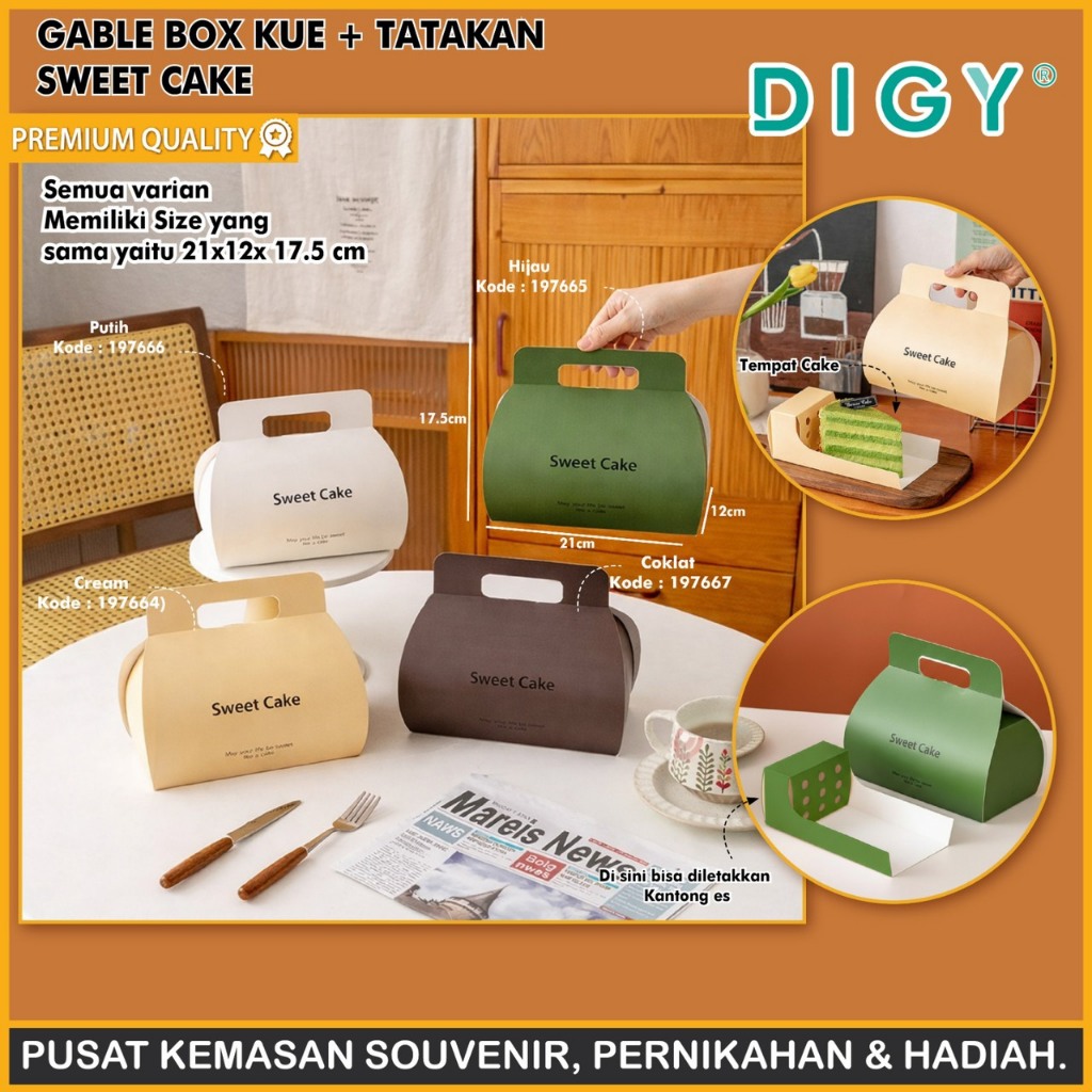 Gable Box Kue + Tatakan / Gable Box Kue Tanpa Tatakan / Gable Box Kue Sweet Cake / Box Kue Toples / 