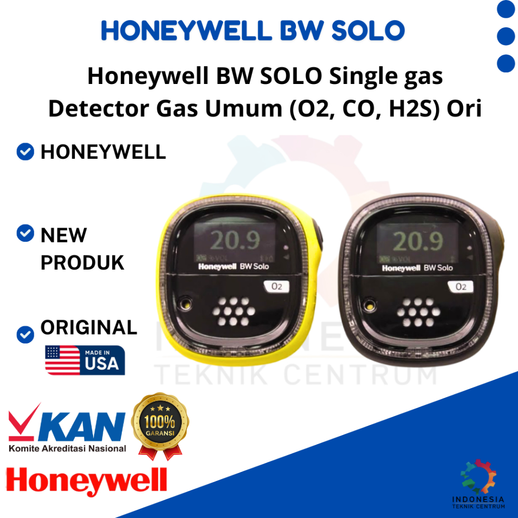 Honeywell BW SOLO Single gas Detector Gas Umum (O2, CO, H2S) Original