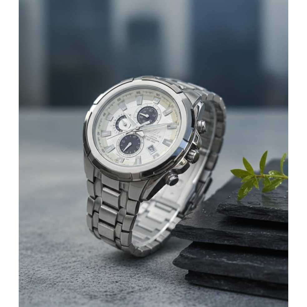 Jam Tangan Pria Casio Edifice WR 100 m Chronograph  Stainless Steel Band