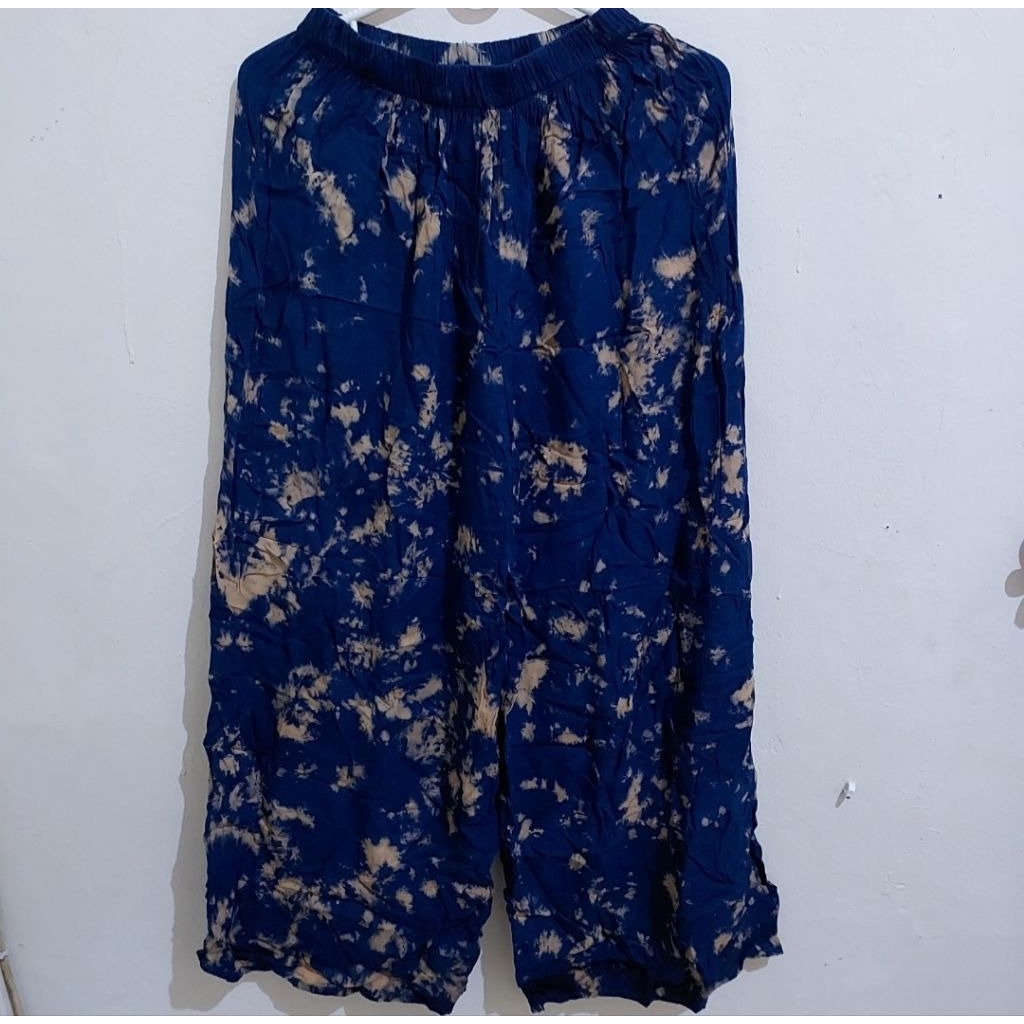 Celana Kulot Tie Dye Biru Navy - Bahan Rayon Bali