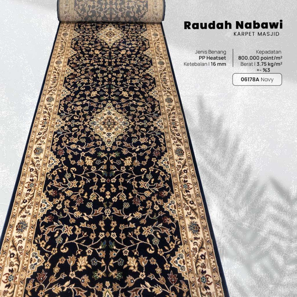 Karpet Masjid / Karpet Mushola / Sajadah Masjid Design Turki Meteran Raudhah Nabawi 6178A Navy / Bir