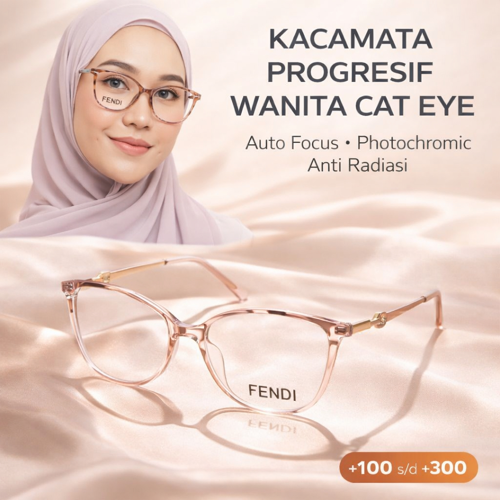 Kacamata Baca Auto Focus PROGRESIF PHOTOCROMIC Wanita Cat Eye Kaca Mata Plus+100+150+175+200+250+300