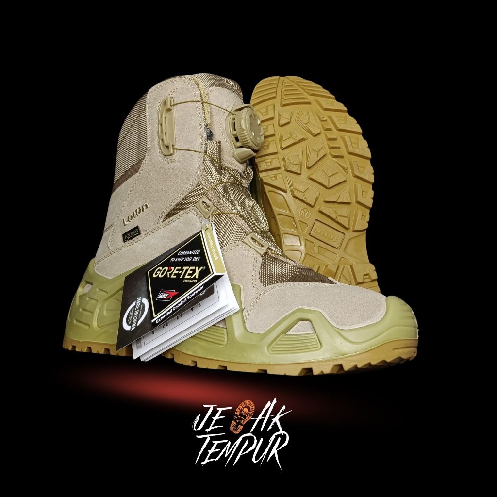 Sepatu Boots PDL Lowa 8 Inch Tali Putar Anti Slip Krem Cream