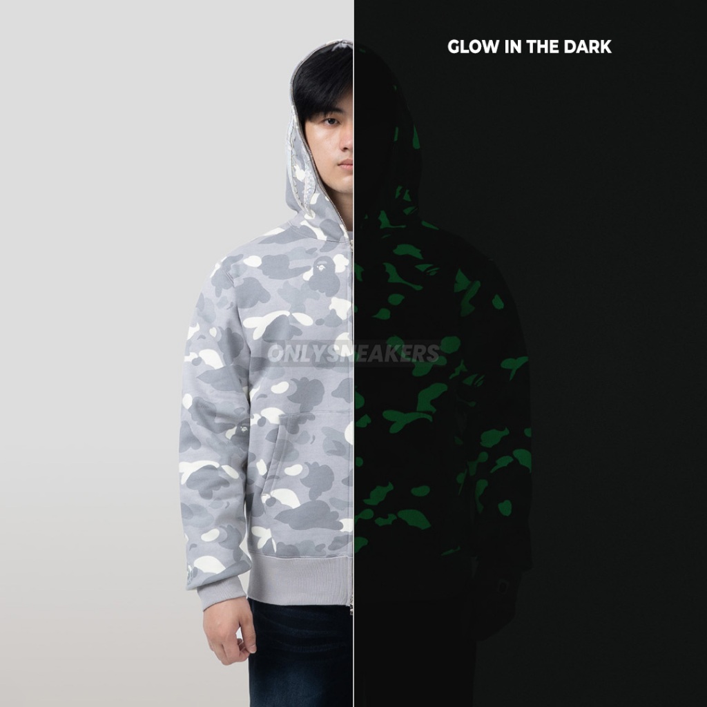 BAPE CITY CAMO SHARK FULL ZIP HOODIE GRAY