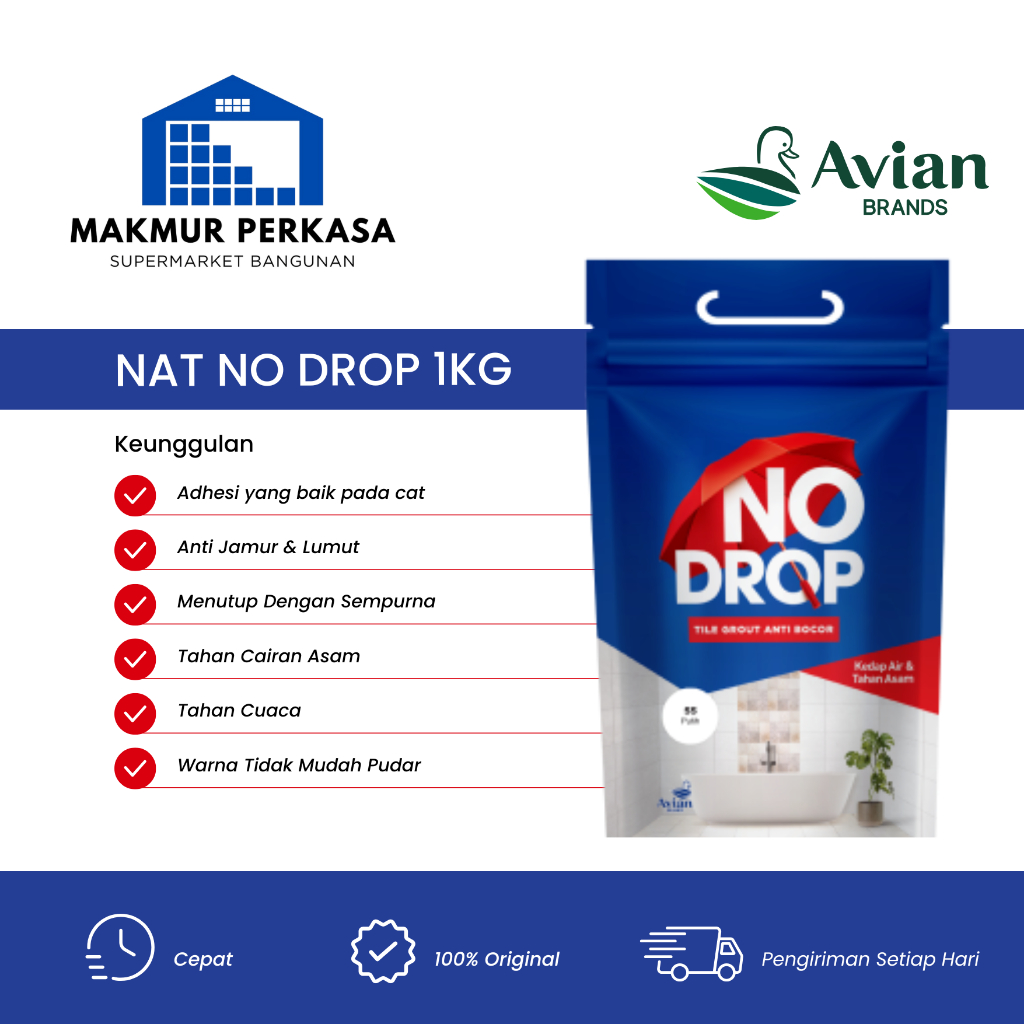 NAT KERAMIK NO DROP 1KG - ANTI BOCOR - NAT KERAMIK NO DROP TILE GROUT