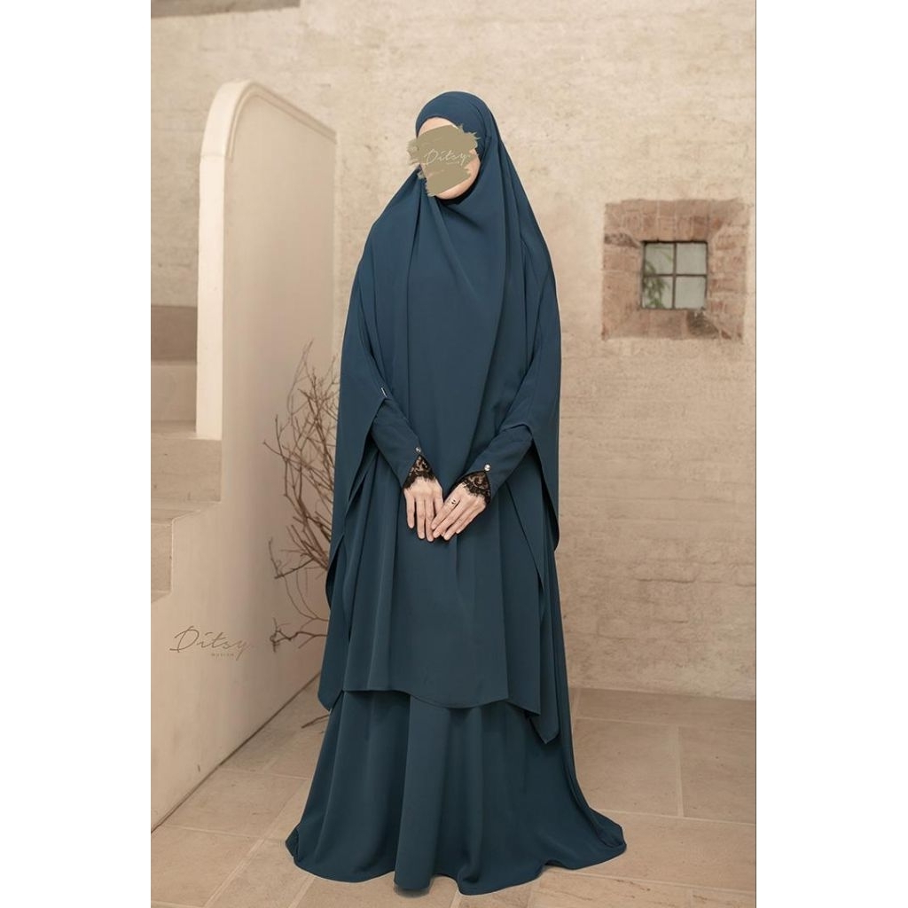 Set Lavenna Seastorm (M, L) + Khimar Shafa Seastorm (Long) Ditsy Moslem edisi Februari 2026