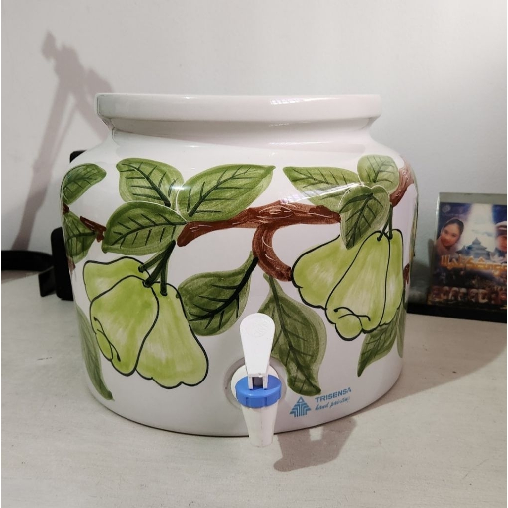 Guci Keramik Galon Air Trisensa Motif Lukis Ukir  / Guci Galon Air