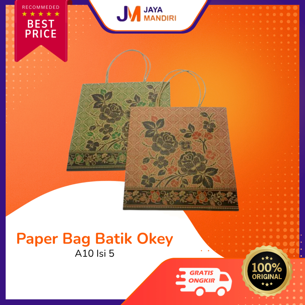 (10 pcs) Paper Bag Batik Okey A | Tas Kertas Souvenir | Motif Batik Elegan