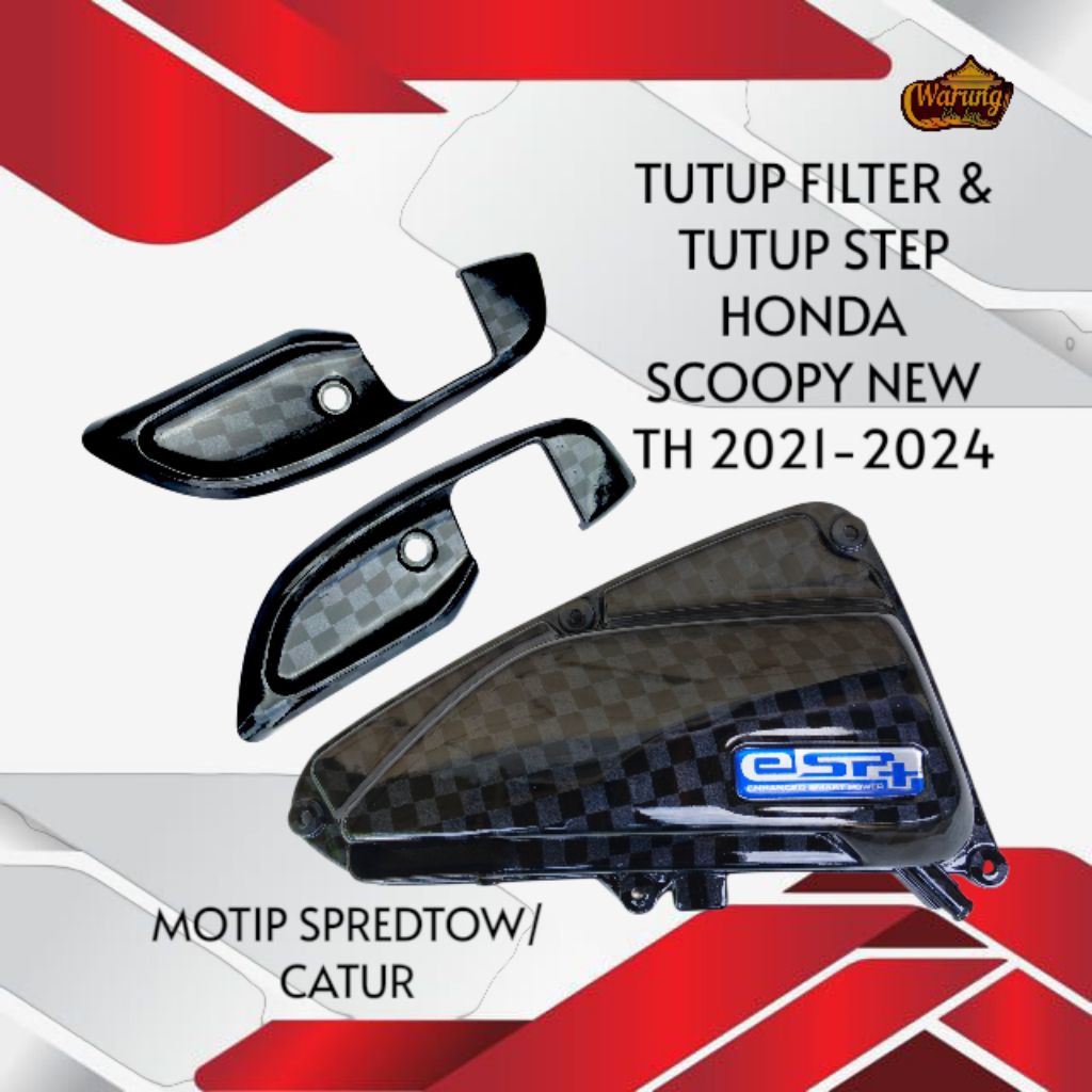 TUTUP FILTER & COVER STEP SCOOPY NEW 2021-2024 CARBON WTP MOTIP SPREDTOW/CATUR