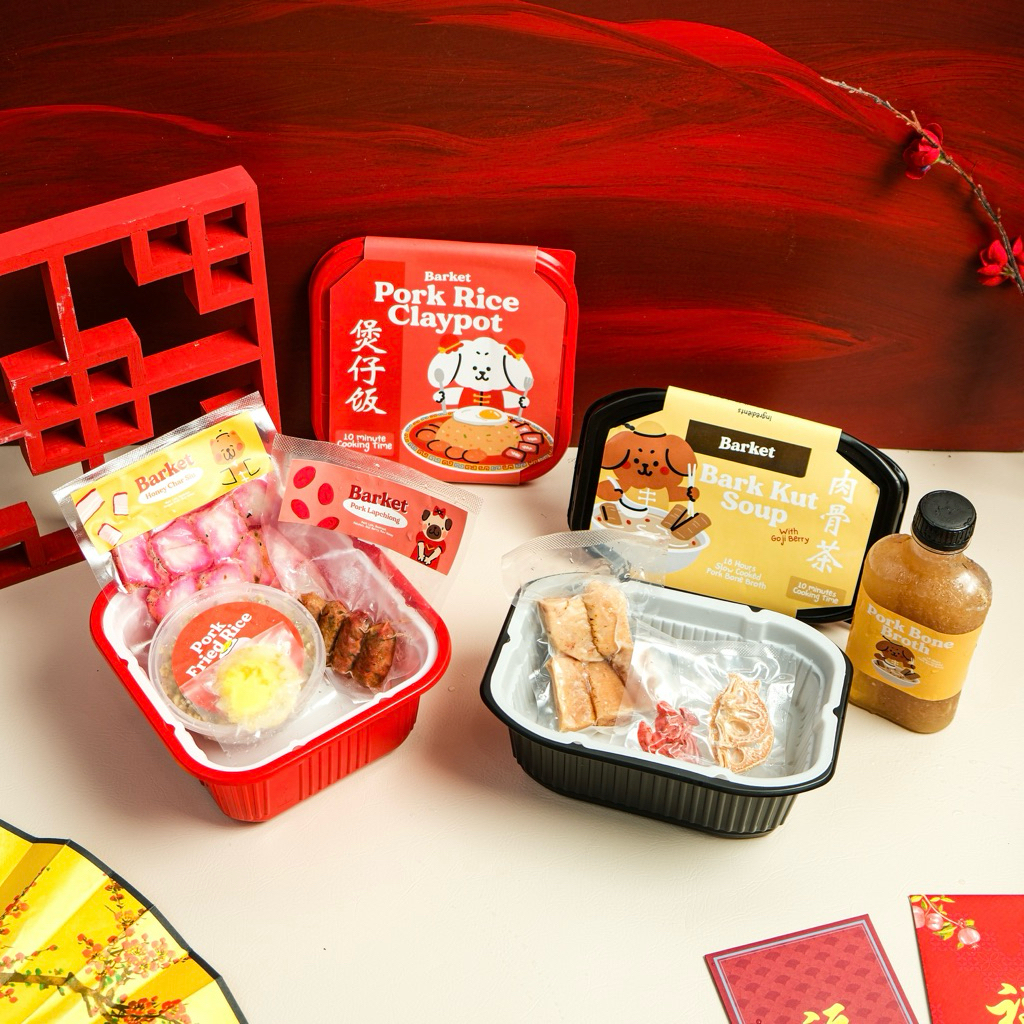 Barket CNY Hampers | Pork Rice Claypot & Bark Kut Teh | Dog Anjing Food & Toppers