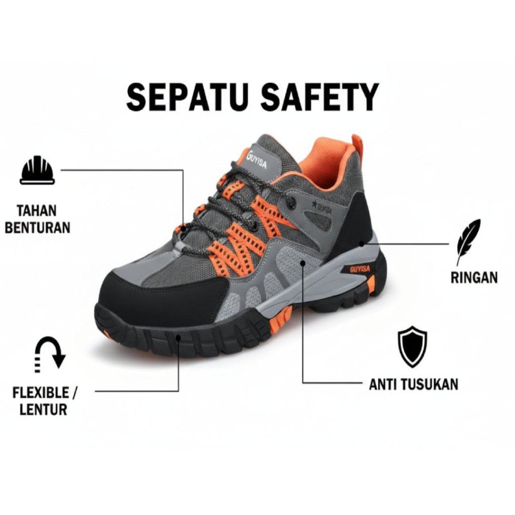 SEPATU SAFETY PRIA SPORTY ANTI PAKU UJUNG BESI SPORTY ORIGINAL SAFETY SPORT SAFETY SHOES PRIA IMPORT