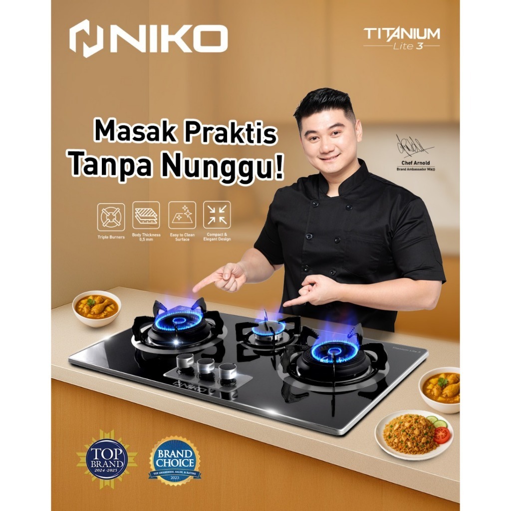 Niko NIKO Kompor Gas Tanam Stainless Steel NIKO Titanium Lite 3 / Titanium Lite 2 - Bisa Tanam & Mej