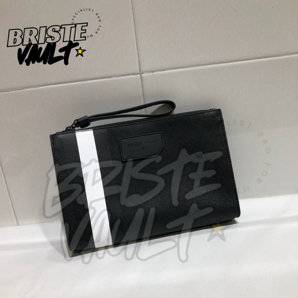 BRISTE VAULT Clutch Bally Saffiano Leather Handbag Kulit Original Fullset
