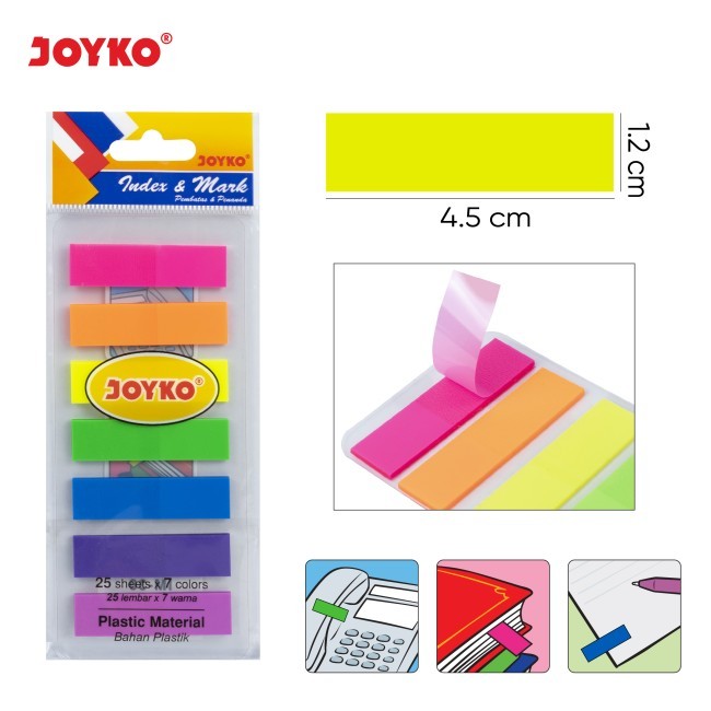 Sticky Note Plastik JOYKO Index & Mark – Penanda Buku Warna-Warni 7 Warna