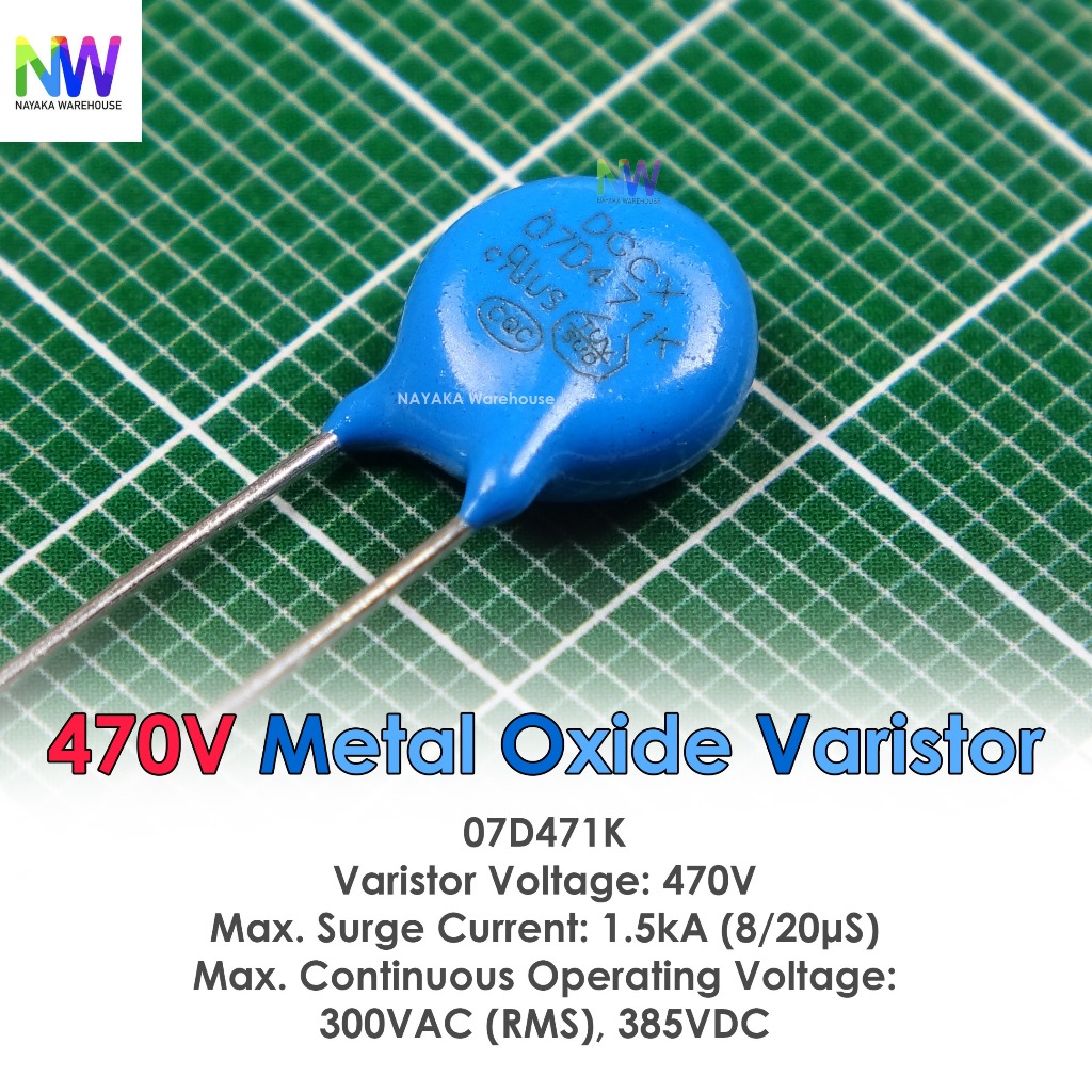 Varistor 7D471K 471K 400V 1,5kA MOV Metal Oxide Varistor 300VAC 385VDC Anti Petir Surge Protection S