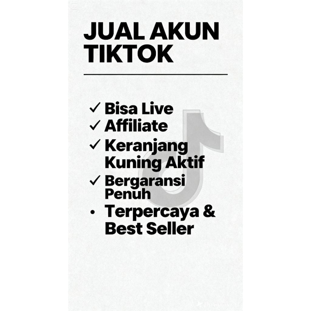 Jual akun Tiktok Siap Affiliate