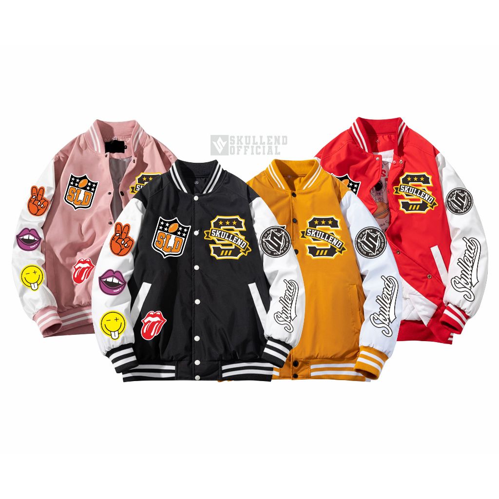 SKULLEND Jaket Varsity Bomber Vintage Premium Full Bordir