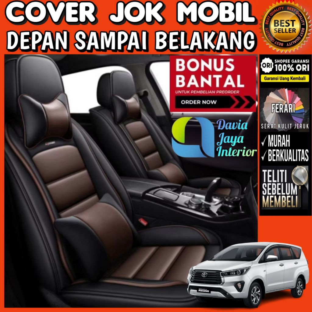 sarung jok mobil innova reborn 2021 - 2026 tipe G V Q full set gratis bantal leher 2 dan cover stir