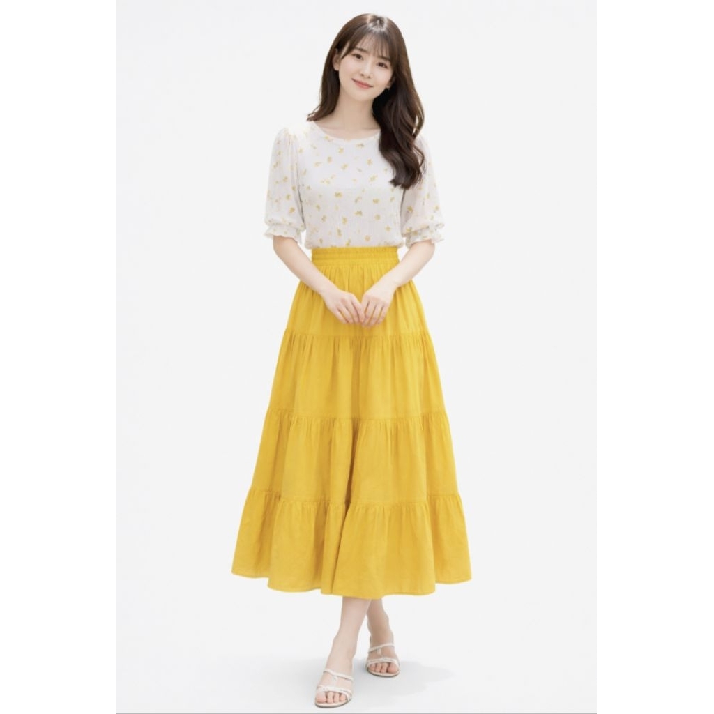 Skirt GU by UNIQLO Long Cotton Yellow (M)