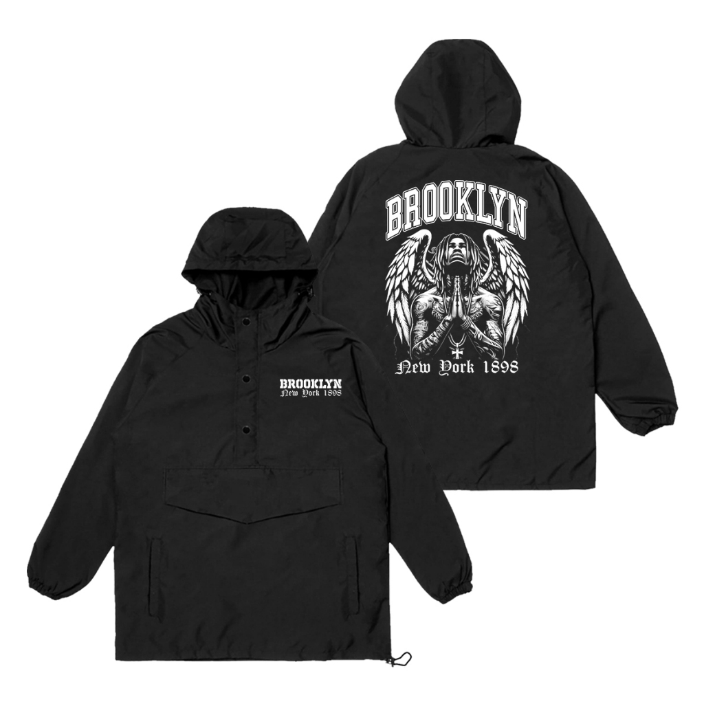 Ganzet Store Jacket Cougle BROOKLYN Jacket Parasut Waterproof Tahan Air Jacket Hitam Panjang unisex 