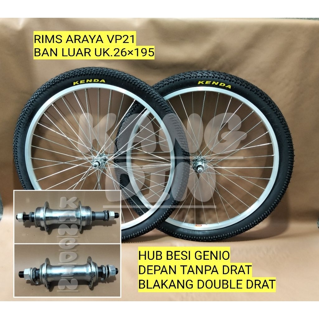 Wheelset Velg Sepeda 26 Rims Alloy Hub Alloy Dan Besi Set Ban Luar Dalam Depan Belakang