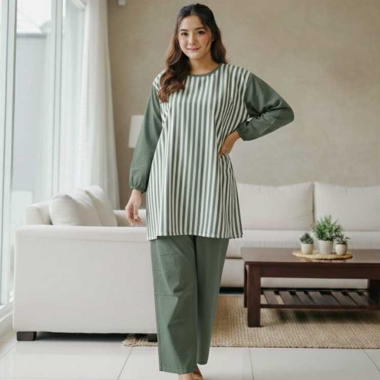 Raisa Setelan Tunik Wanita Knit Premium Lembut Bahan Rajut Import Size M L XL XXL