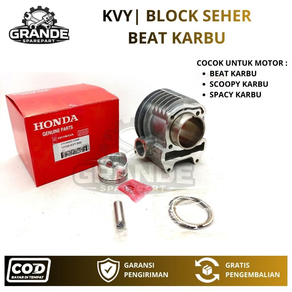 KVY BLOK SEHER BEAT KARBU / BLOCK SEHER SCOOPY KARBU / PISTON BEAT KARBU MOTOR HONDA BEAT / BLOCK SE