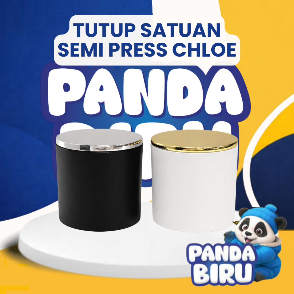 Tutup Botol Parfum Semi Press Chloe Hitam & Putih 1pcs - Cap Bottle Parfume Botol Kaca - Panda Biru
