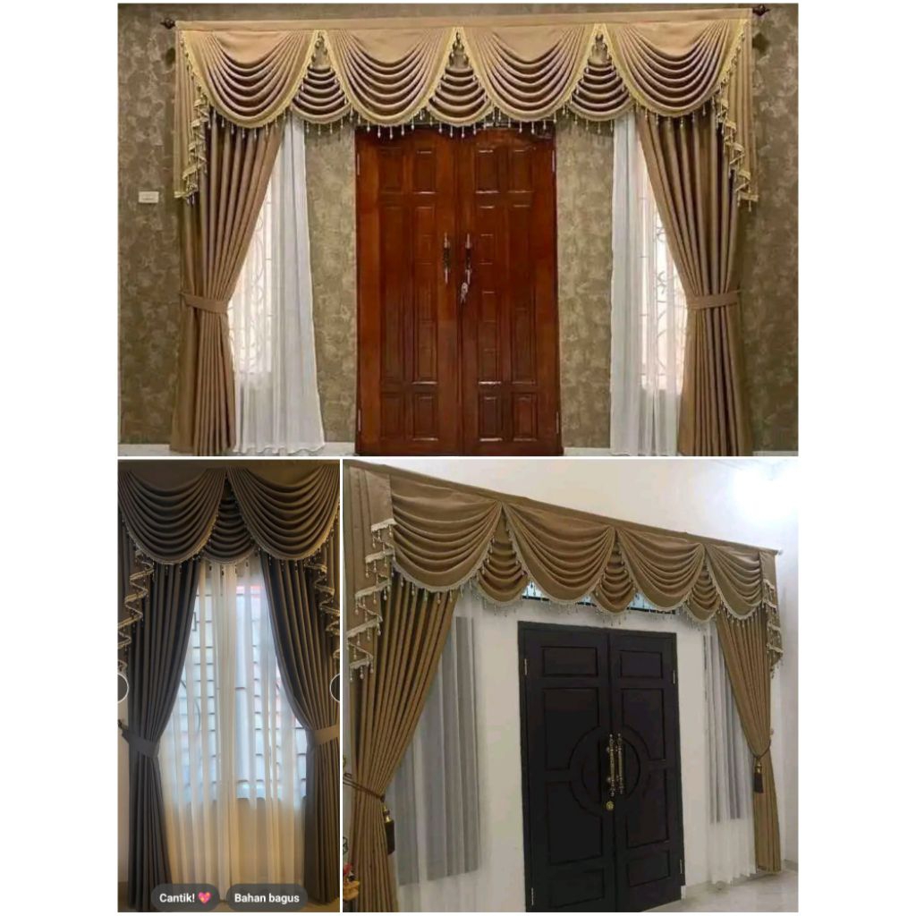 Gorden poni glombang mewah elegan satu set